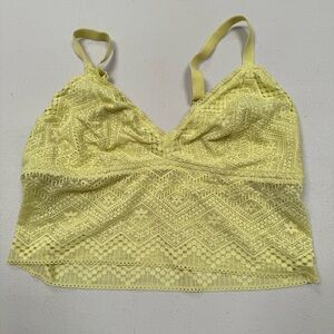AUDEN longline bralette XL lace neon yellow bra crop top padded extra large